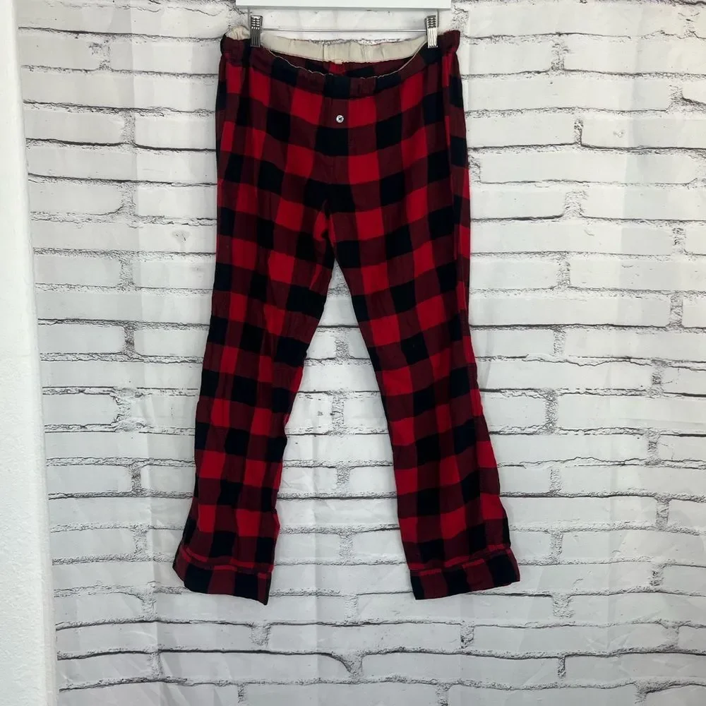 J.Crew Red Black Buffalo Plaid Flannel Pajama Pants Men’s Small Cotton Lounge